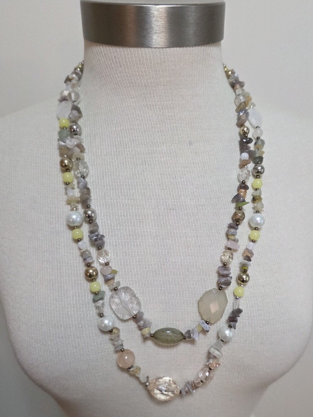 Layered Beaded Necklace Pastel Colors Spring Summer